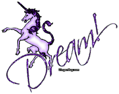 Click to get the codes for this image. Dream Purple Unicorn, Dream Free Image, Glitter Graphic, Greeting or Meme for any forum, website or blog.