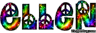 Click to get the codes for this image. Ellen Rainbow Peace Sign Glitter Name, Girl Names Free Image Glitter Graphic for Facebook, Twitter or any blog.