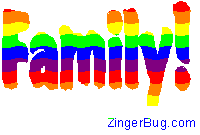 Click to get the codes for this image. Family Rainbow Text Graphic, Gay Pride Free Image, Glitter Graphic, Greeting or Meme for Facebook, Twitter or any blog.