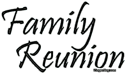Click to get the codes for this image. Family Reunion Black Glitter Text, Reunions Free Image, Glitter Graphic, Greeting or Meme for any Facebook, Twitter or any blog.