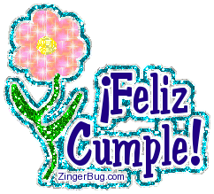 Click to get the codes for this image. Feliz Cumple Glitter Flower, Feliz Cumpleanos Spanish, Happy Birthday, Happy Birthday, Birthday Flowers Free Image, Glitter Graphic, Greeting or Meme for Facebook, Twitter or any forum or blog.