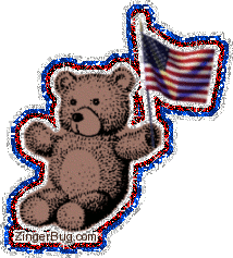 Click to get the codes for this image. Flag Waving Teddy Bear Glitter Graphic, Patriotic, Teddy Bears Free Image, Glitter Graphic, Greeting or Meme for Facebook, Twitter or any blog.