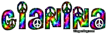 Click to get the codes for this image. Gianina Rainbow Peace Sign Glitter Name, Girl Names Free Image Glitter Graphic for Facebook, Twitter or any blog.
