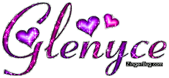 Click to get the codes for this image. Glenyce Pink Purple Glitter Name With Hearts, Girl Names Free Image Glitter Graphic for Facebook, Twitter or any blog.