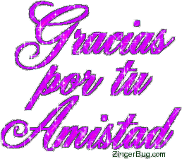 Click to get the codes for this image. Gracias por tu Amistad Purple Glitter Graphic, Spanish Free Image, Glitter Graphic, Greeting or Meme for Facebook, Twitter or any blog.