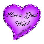 Click to get the codes for this image. Have a Great Week Purple Heart Glitter Graphic, Have A Great Week, Hearts Free Image, Glitter Graphic, Greeting or Meme for any Facebook, Twitter or any blog.