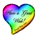 Click to get the codes for this image. Have a Great Week Rainbow Heart Glitter Graphic, Have A Great Week, Hearts Free Image, Glitter Graphic, Greeting or Meme for any Facebook, Twitter or any blog.