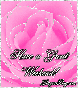 Click to get the codes for this image. This beautiful glitter graphic shows a close-up of a pink rose with silver glitter on the tips of each petal. The comment reads: Have a Great Weekend!