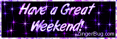 Click to get the codes for this image. Have a Great Weekend Glitter Graphic Purple Stars, Have a Great Weekend Free Image, Glitter Graphic, Greeting or Meme for any Facebook, Twitter or any blog.