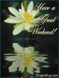 Click to get the codes for this image. This graphic features a yellow flower reflected in an animated pool. The comment reads: Have a Great Weekend!