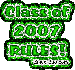 Click to get the codes for this image. Green Class Of 2007 Glitter Graphic, Class Of 2007 Free glitter graphic image designed for posting on Facebook, Twitter or any forum or blog.