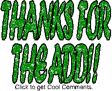 Click to get the codes for this image. Green Sparkle Thanks For The Add Glitter Text Graphic, Thanks For The Add Free Image, Glitter Graphic, Greeting or Meme for any forum, website or blog.