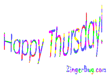 Click to get the codes for this image. Happy Thursday Colorful Wagging Text, Happy Thursday Free Image, Glitter Graphic, Greeting or Meme for Facebook, Twitter or any forum or blog.