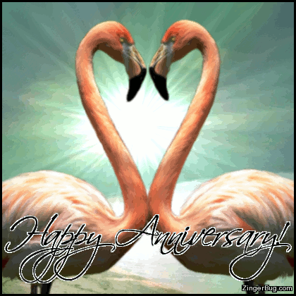 Click to get the codes for this image. Happy Anniversary Flamingos, Happy Anniversary Free Image, Glitter Graphic, Greeting or Meme for Facebook, Twitter or any blog.