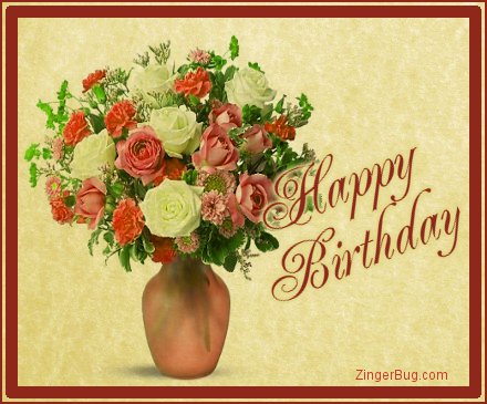 Happy Birthday Greetings, comments and glitter graphics featuring vintage images.