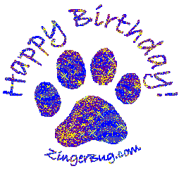 Click to get the codes for this image. Happy Birthday Glitter Graphic Paw Print Blue, Animals  Cats, Animals  Dogs, Birthday Animals, Happy Birthday Free Image, Glitter Graphic, Greeting or Meme for Facebook, Twitter or any forum or blog.