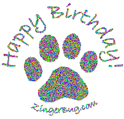Click to get the codes for this image. Happy Birthday Glitter Graphic Paw Print Color Swarm, Animals  Cats, Animals  Dogs, Happy Birthday, Birthday Animals Free Image, Glitter Graphic, Greeting or Meme for Facebook, Twitter or any forum or blog.