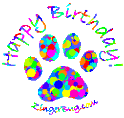 Click to get the codes for this image. Happy Birthday Paw Print Multi Color Splatter, Birthday Animals, Animals  Cats, Animals  Dogs, Happy Birthday Free Image, Glitter Graphic, Greeting or Meme for Facebook, Twitter or any forum or blog.