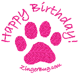 Click to get the codes for this image. Happy Birthday Paw Print Glitter Graphic Pink, Animals  Cats, Animals  Dogs, Birthday Animals, Happy Birthday Free Image, Glitter Graphic, Greeting or Meme for Facebook, Twitter or any forum or blog.