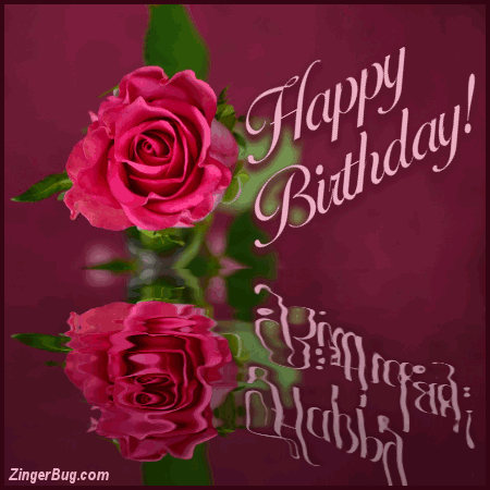 Click to get the codes for this image. Happy Birthday Pink Rose Reflections, Happy Birthday, Happy Birthday, Birthday Ripples and Reflections, Birthday Flowers Free Image, Glitter Graphic, Greeting or Meme for Facebook, Twitter or any forum or blog.