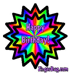 Click to get the codes for this image. Happy Birthday Rainbow Starburst, Birthday Suns  Starbursts, Happy Birthday Free Image, Glitter Graphic, Greeting or Meme for Facebook, Twitter or any forum or blog.