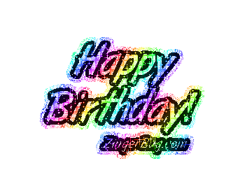 Click to browse Happy Birthday glitter text - glitter graphics spelling out Happy Birthday.