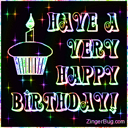 Animated Happy Birthday Comments, GIFs, greetings and glitter graphics featuring twinkling stars