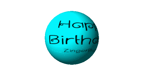 Click to get the codes for this image. This cute graphic is a 3D round aqua rotating smiley face with the comment: Happy Birthday!