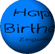 Click to get the codes for this image. This cute graphic is a 3D round blue rotating smiley face with the comment: Happy Birthday!