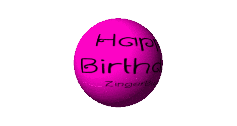 Click to get the codes for this image. This cute graphic is a 3D round pink rotating smiley face with the comment: Happy Birthday!
