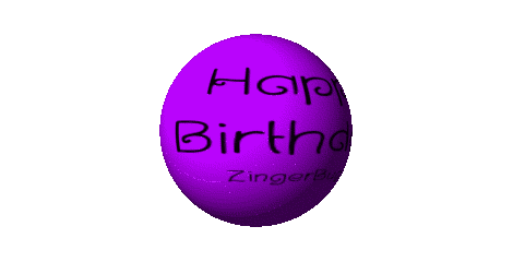 Click to get the codes for this image. This cute graphic is a 3D round purple rotating smiley face with the comment: Happy Birthday!