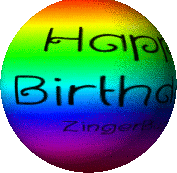 Click to get the codes for this image. This cute graphic is a 3D round rainbow rotating smiley face with the comment: Happy Birthday!