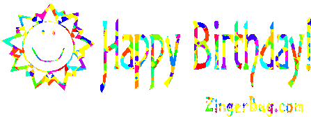 Click to get the codes for this image. Happy Birthday Colorful Sun Smiley Face, Birthday Smiley Faces, Birthday Suns  Starbursts, Smile Free Image, Glitter Graphic, Greeting or Meme for any Facebook, Twitter or any blog.