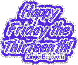 Click to get the codes for this image. Happy Friday 13th Blue Graphic, Friday the 13th Free Image, Glitter Graphic, Greeting or Meme for Facebook, Twitter or any forum or blog.