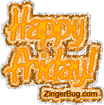Click to get the codes for this image. Happy Friday Orange Glitter Graphic, Happy Friday Free Image, Glitter Graphic, Greeting or Meme for Facebook, Twitter or any forum or blog.