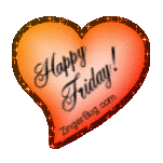 Click to get the codes for this image. Happy Friday Orange Heart Glitter Graphic, Happy Friday, Hearts Free Image, Glitter Graphic, Greeting or Meme for Facebook, Twitter or any forum or blog.