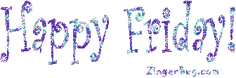 Click to get the codes for this image. Happy Friday Purple Blue Curlz Glitter, Happy Friday Free Image, Glitter Graphic, Greeting or Meme for Facebook, Twitter or any forum or blog.