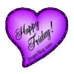 Click to get the codes for this image. Happy Friday Glitter Graphic Purple Heart, Happy Friday, Hearts Free Image, Glitter Graphic, Greeting or Meme for Facebook, Twitter or any forum or blog.