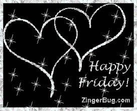 Click to get the codes for this image. Happy Friday Silver Stars Hearts Graphic, Happy Friday, Hearts Free Image, Glitter Graphic, Greeting or Meme for Facebook, Twitter or any forum or blog.