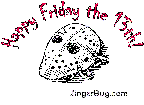 Click to get the codes for this image. Happy Friday The 13th Hockey Mask Glitter Graphic, Friday the 13th Free Image, Glitter Graphic, Greeting or Meme for Facebook, Twitter or any forum or blog.