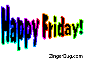 Click to get the codes for this image. Happy Friday Wagging Rainbow Text Glitter Graphic, Happy Friday Free Image, Glitter Graphic, Greeting or Meme for Facebook, Twitter or any forum or blog.