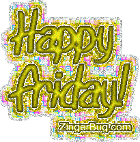 Click to get the codes for this image. Happy Friday Yellow Glitter Graphic, Happy Friday Free Image, Glitter Graphic, Greeting or Meme for Facebook, Twitter or any forum or blog.