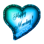 Click to get the codes for this image. Happy Monday Glitter Graphic Blue Green Satin Heart, Happy Monday, Hearts Free Image, Glitter Graphic, Greeting or Meme for Facebook, Twitter or any forum or blog.