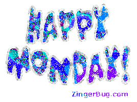 Click to get the codes for this image. Happy Monday Glitter Graphic Blue Silver Glitter, Happy Monday Free Image, Glitter Graphic, Greeting or Meme for Facebook, Twitter or any forum or blog.