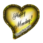 Click to get the codes for this image. Happy Monday Glitter Graphic Gold Satin Heart, Happy Monday, Hearts Free Image, Glitter Graphic, Greeting or Meme for Facebook, Twitter or any forum or blog.