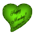 Click to get the codes for this image. Happy Monday Glitter Graphic Green Satin Heart, Happy Monday, Hearts Free Image, Glitter Graphic, Greeting or Meme for Facebook, Twitter or any forum or blog.