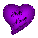 Happy Monday Purple Satin Heart Glitter Graphic Glitter Graphic ...