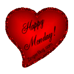 Click to get the codes for this image. Happy Monday Glitter Graphic Red Satin Heart, Happy Monday, Hearts Free Image, Glitter Graphic, Greeting or Meme for Facebook, Twitter or any forum or blog.