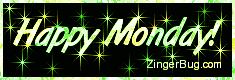 Click to get the codes for this image. Happy Monday Glitter Graphic Lemon Lime Stars, Happy Monday Free Image, Glitter Graphic, Greeting or Meme for Facebook, Twitter or any forum or blog.