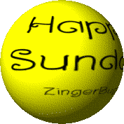 Click to get the codes for this image. This cute graphic is a 3D round yellow rotating smiley face with the comment: Happy Sunday!